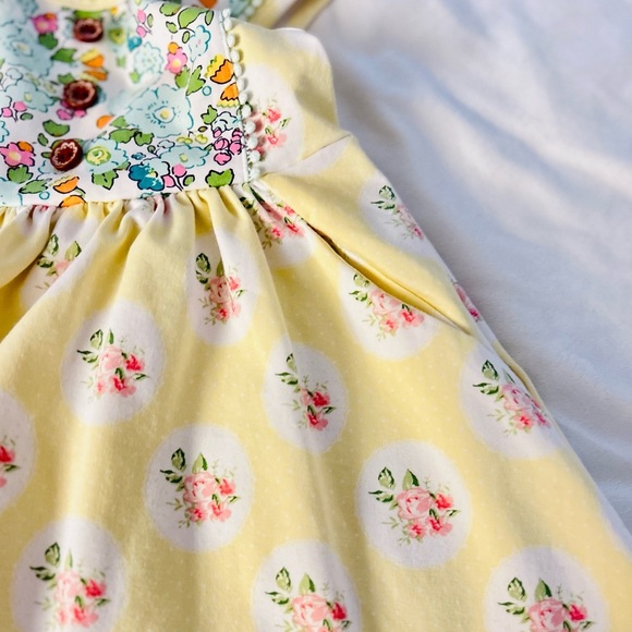 Sweet Honey Yellow Floral Sleeveless Dress with Pockets Girls Size 5 - Picture 8 of 16